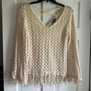 Lace sheer fringe top